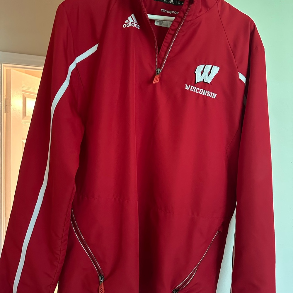 Adidas Red Wisconsin Pullover Jacket